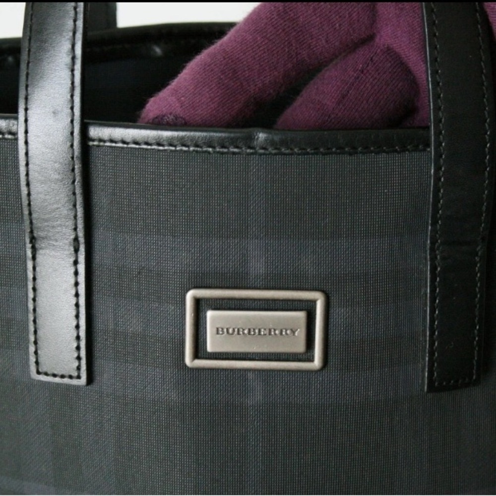Burberry London Italy Black Check Canvas Mini Bucket bag - Picture 4 of 12